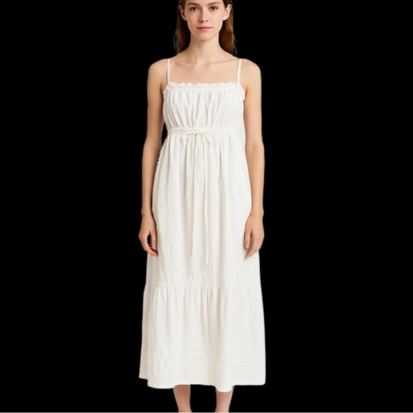 J. Crew Dresses & Skirts - J. Crew White Cotton Dress Size 6 Boho Tiered Spaghetti Strap Summer Sundress